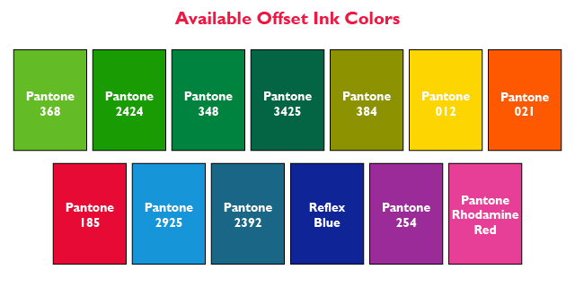 Offset Ink Color Options